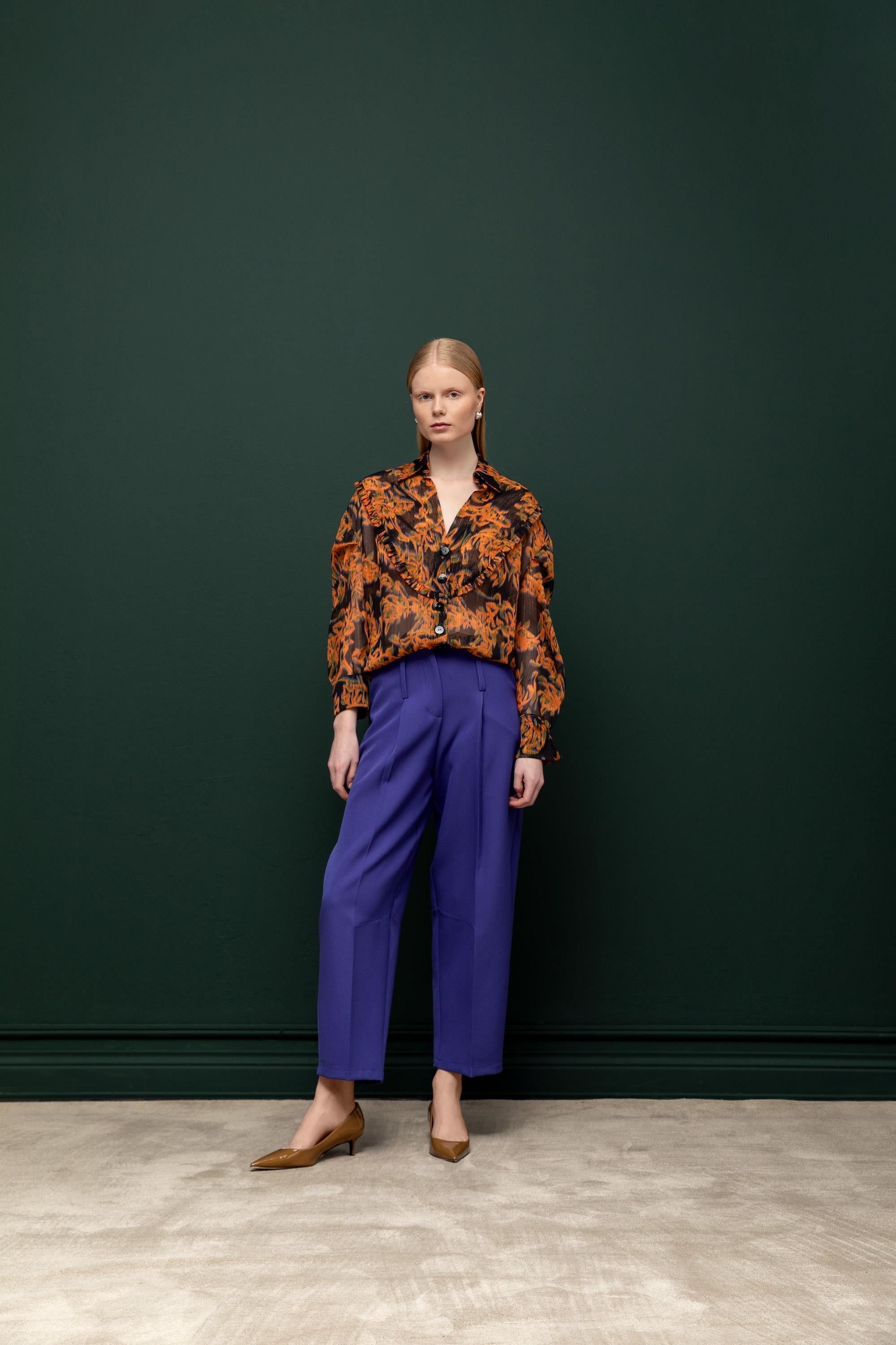 UZUN KOLLU DESENLİ GÖMLEK 26W10856