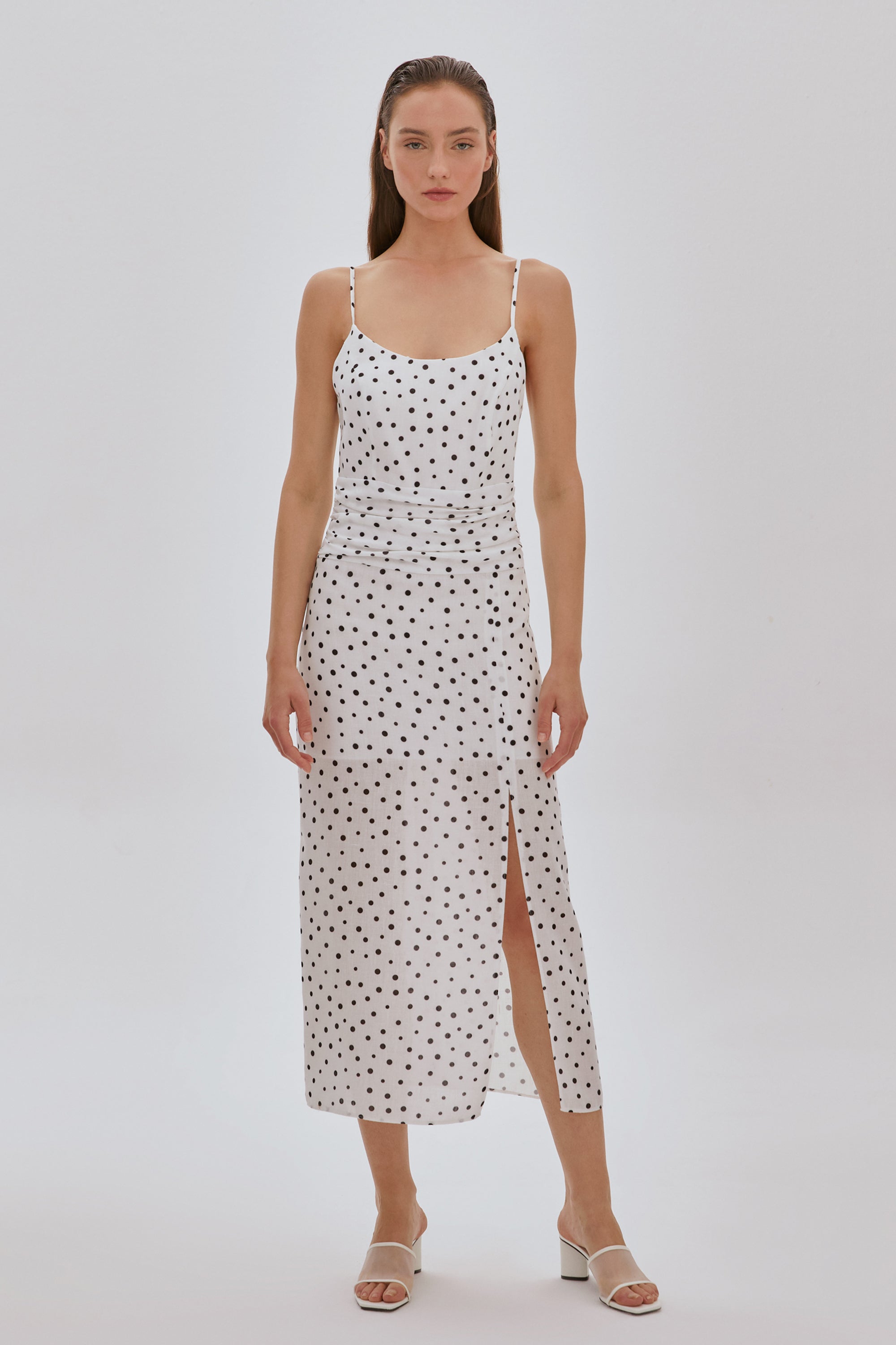 Drapeli Puantiyeli Elbise