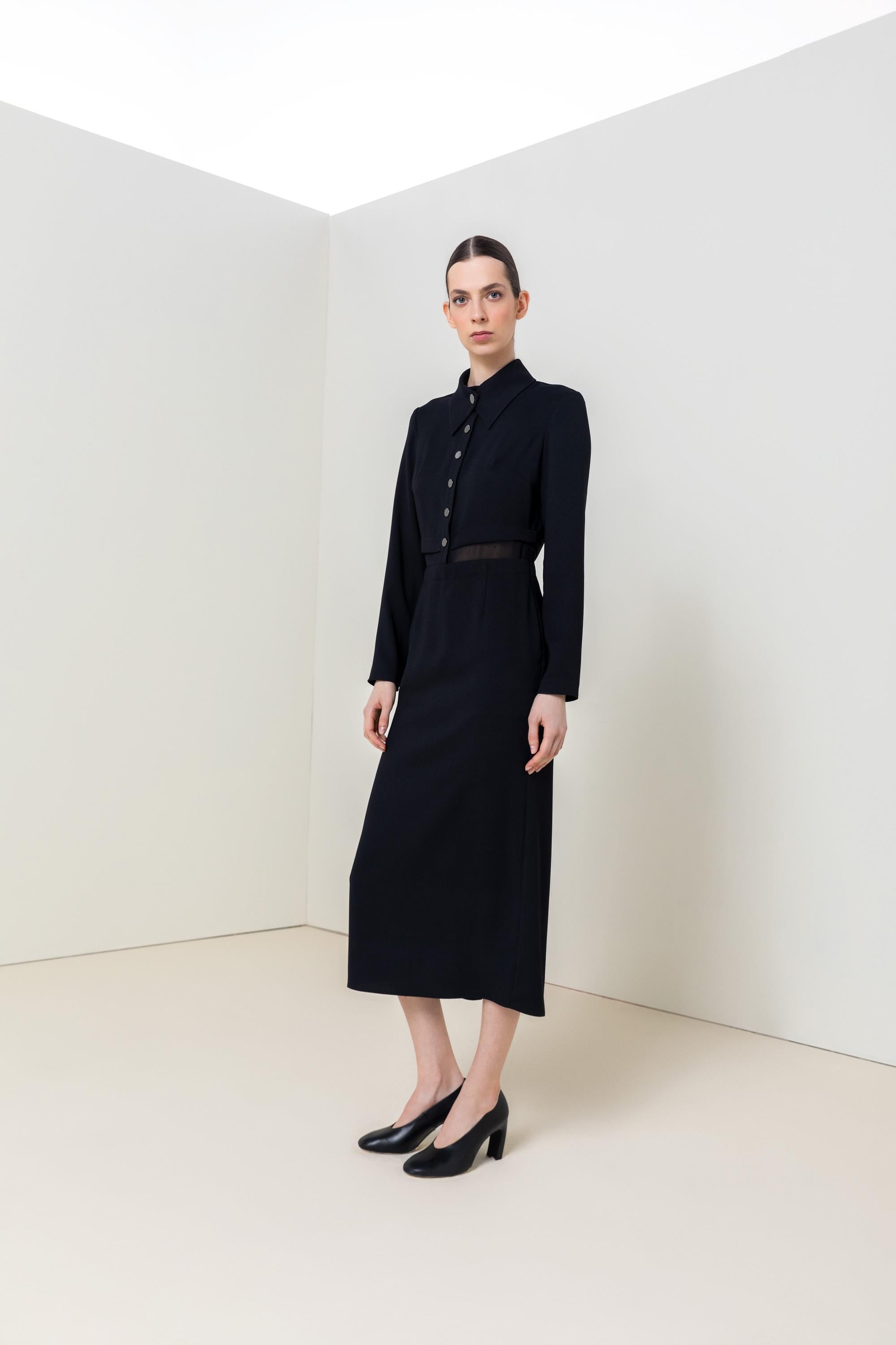 DÜĞMELİ UZUN ELBİSE 26W40803