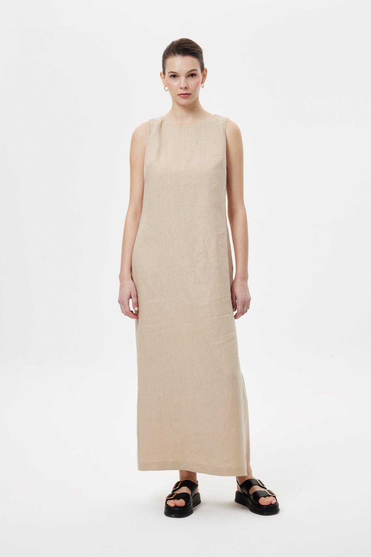 Regular-Fit Keten Elbise