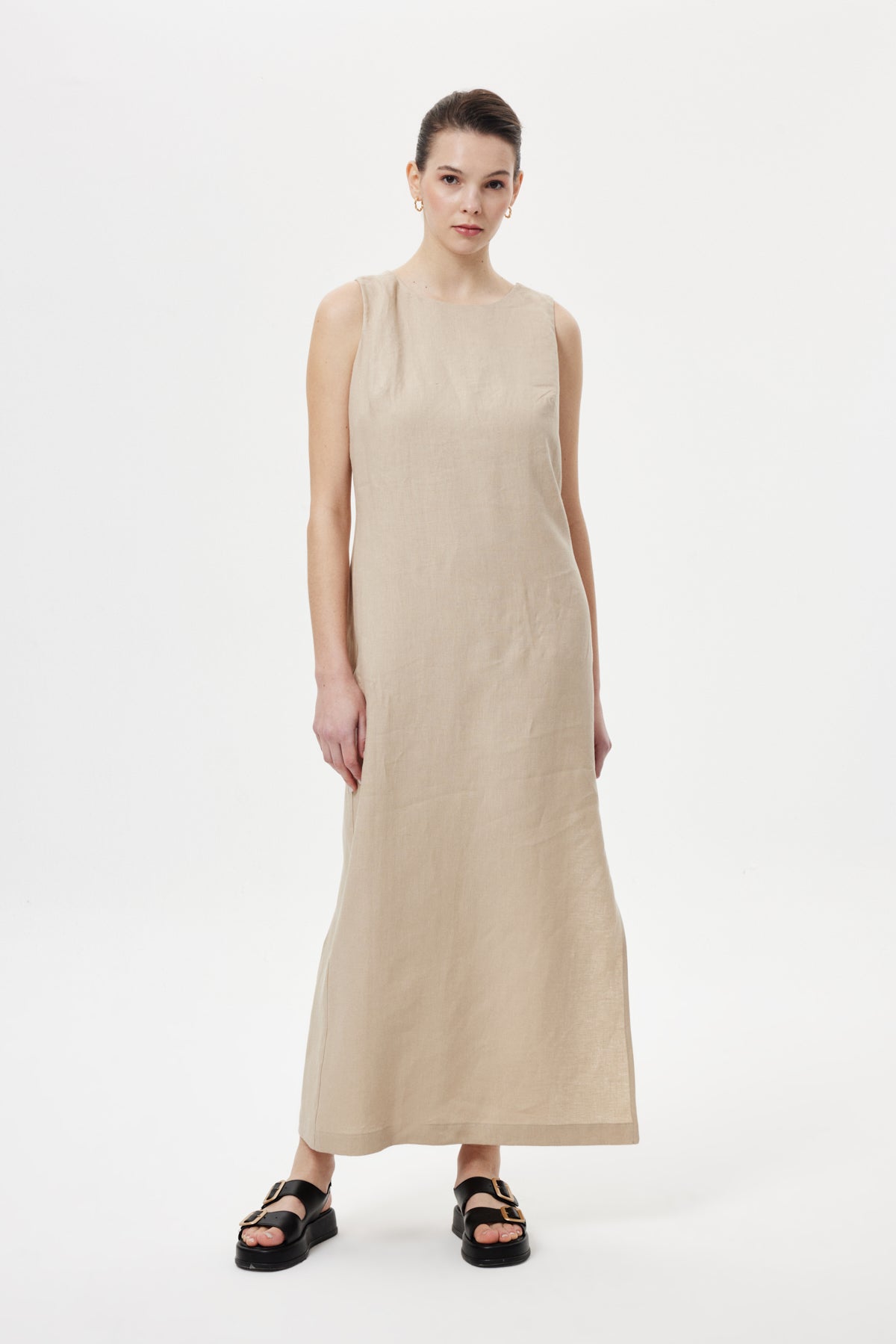 Regular-Fit Keten Elbise