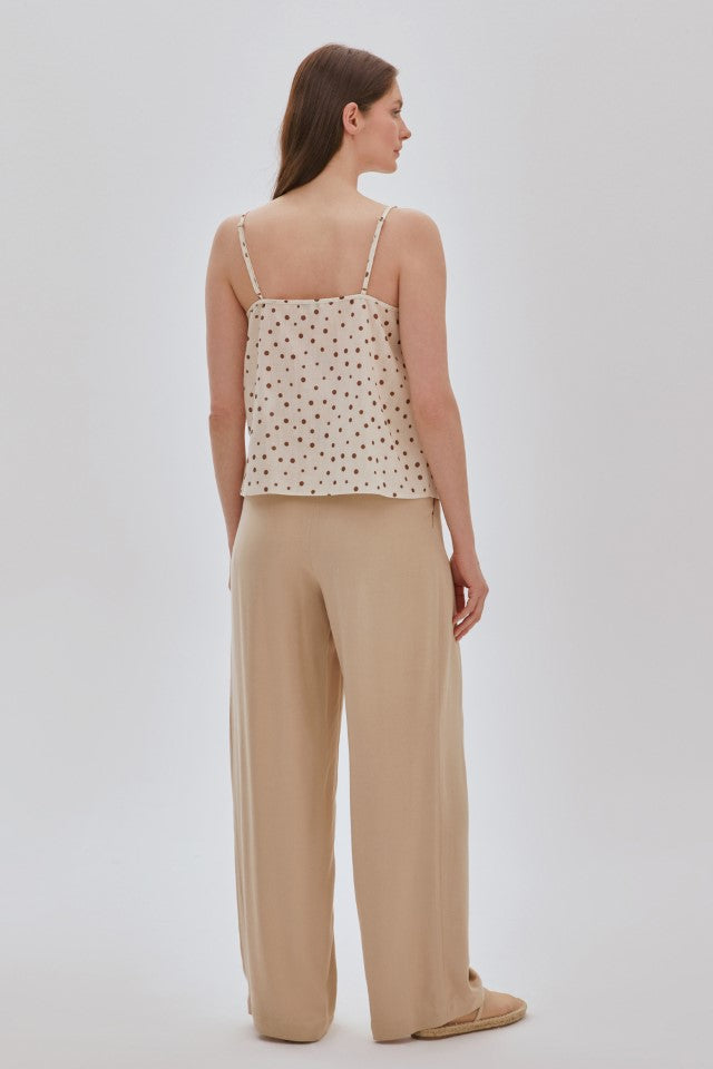 Fırfır Detaylı Puanlı Bluz BEJ-KAHVE