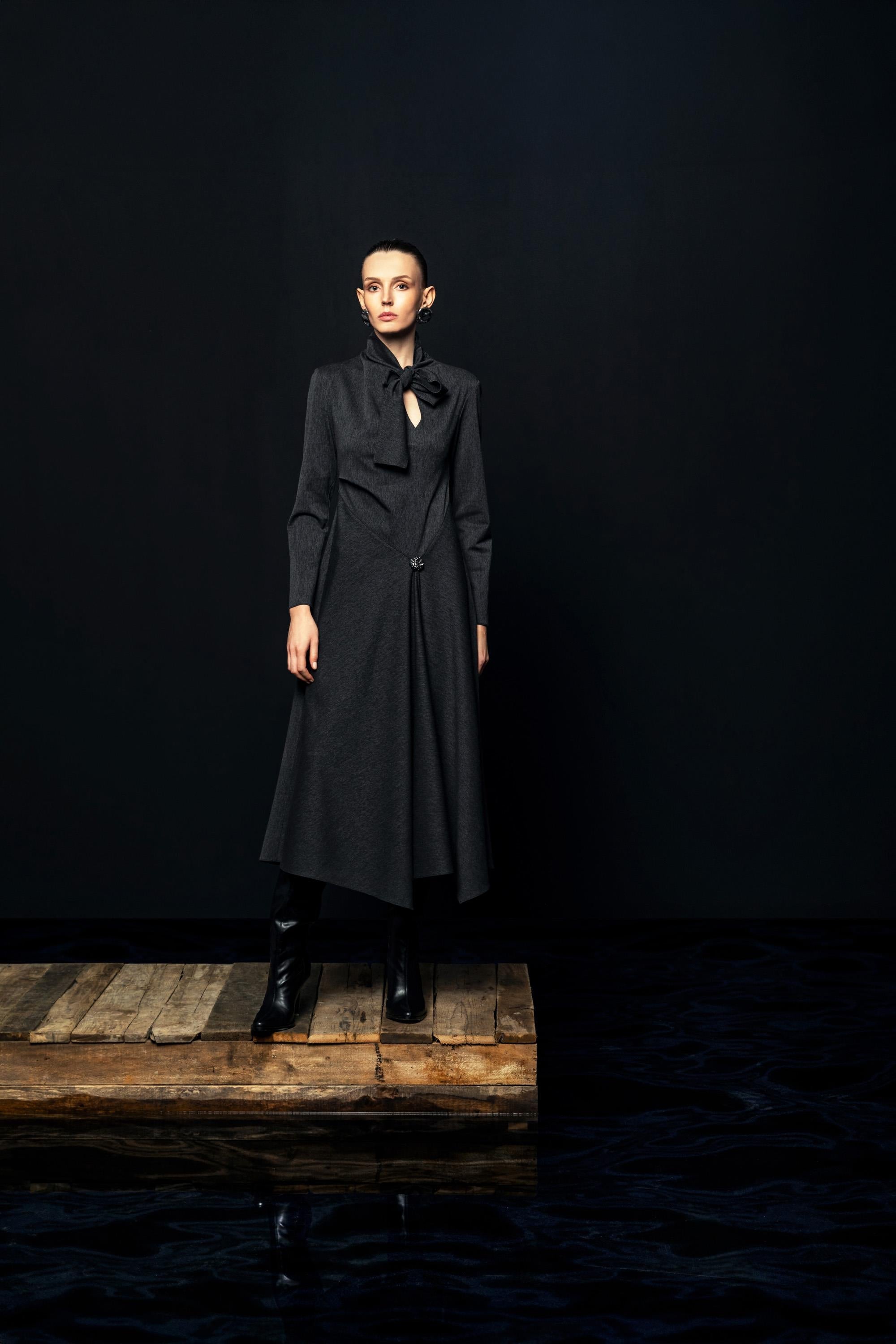 FİYONK YAKA UZUN ELBİSE 26W40848