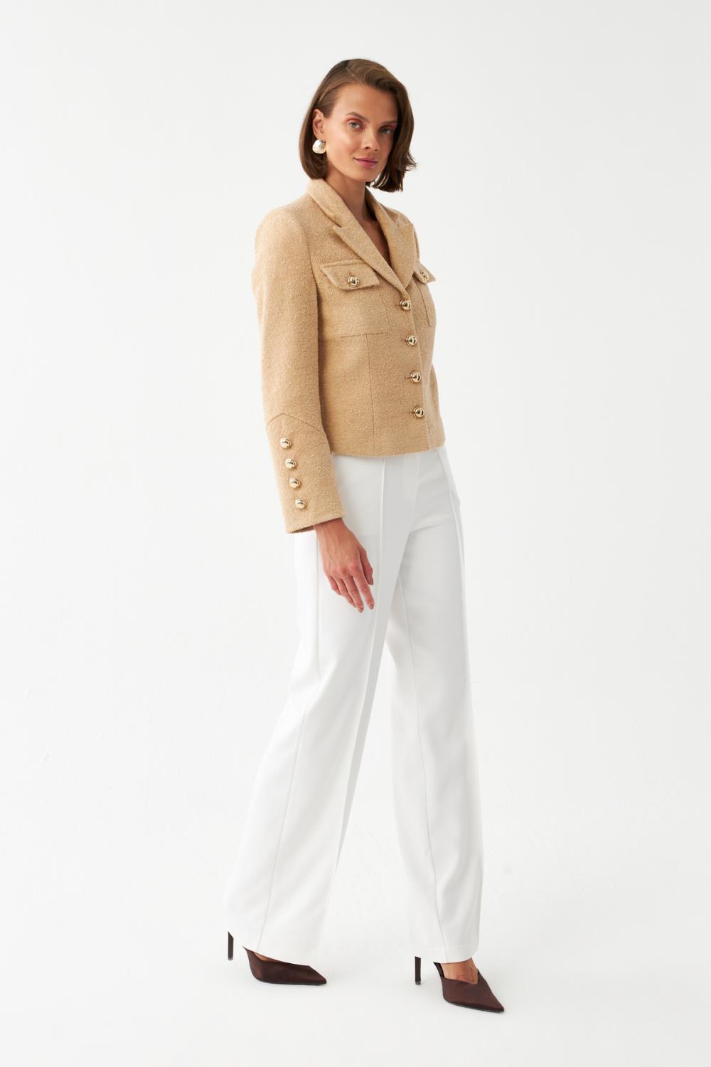 Gold Düğme Detaylı Ceket EKRU