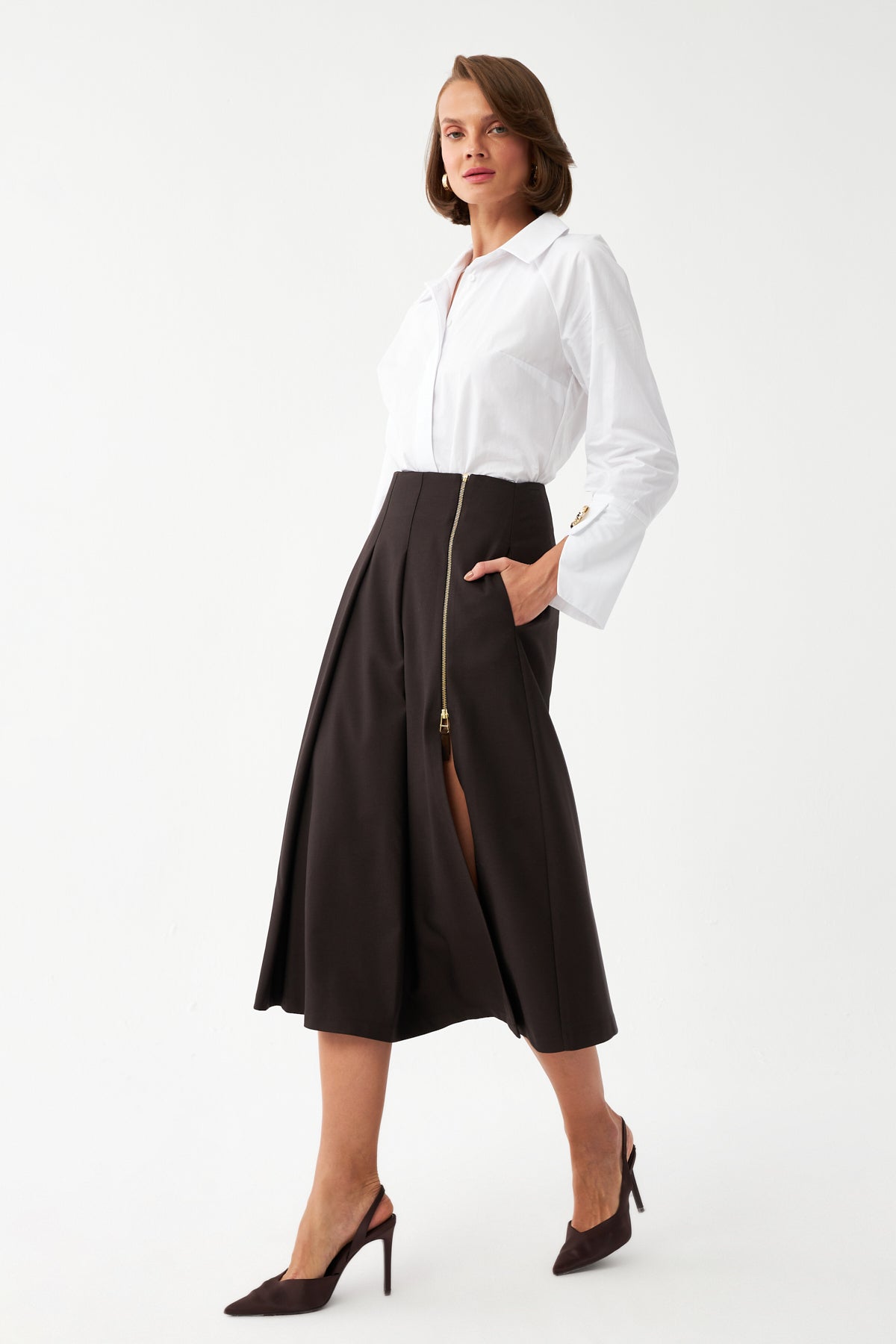 Geniş Kesim Midi Etek