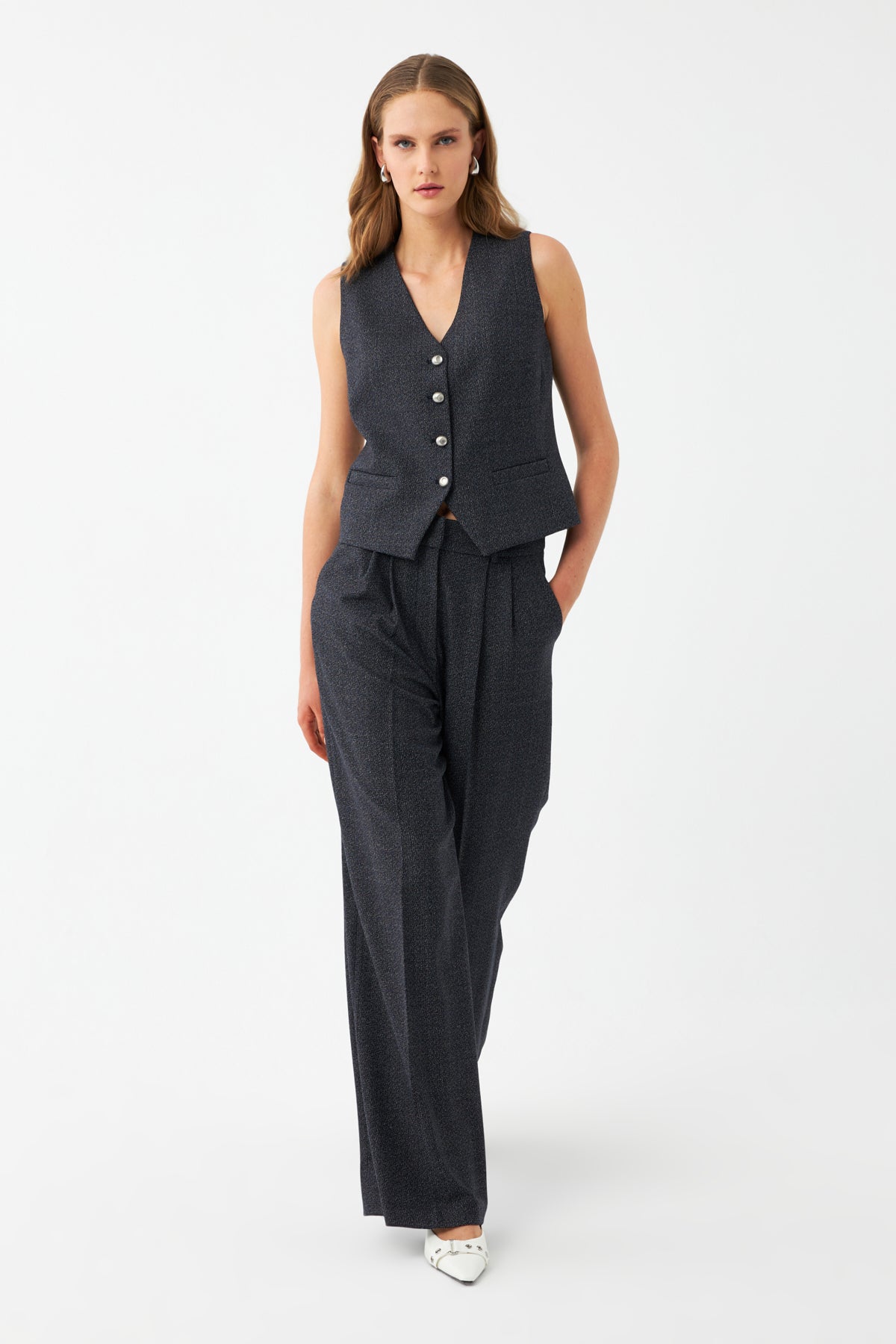 Yelek-Bol Paça Pantolon Takım