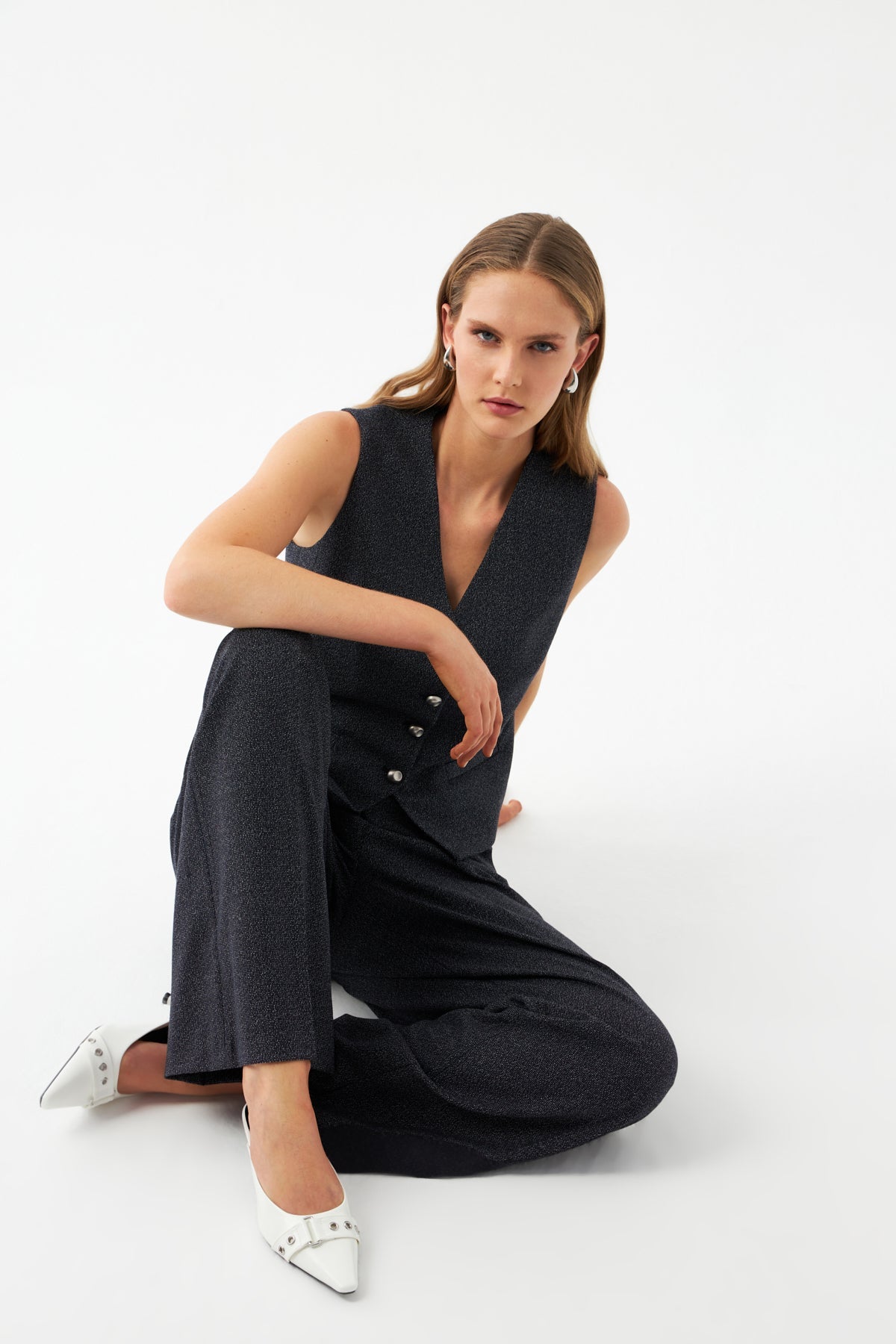 Yelek-Bol Paça Pantolon Takım