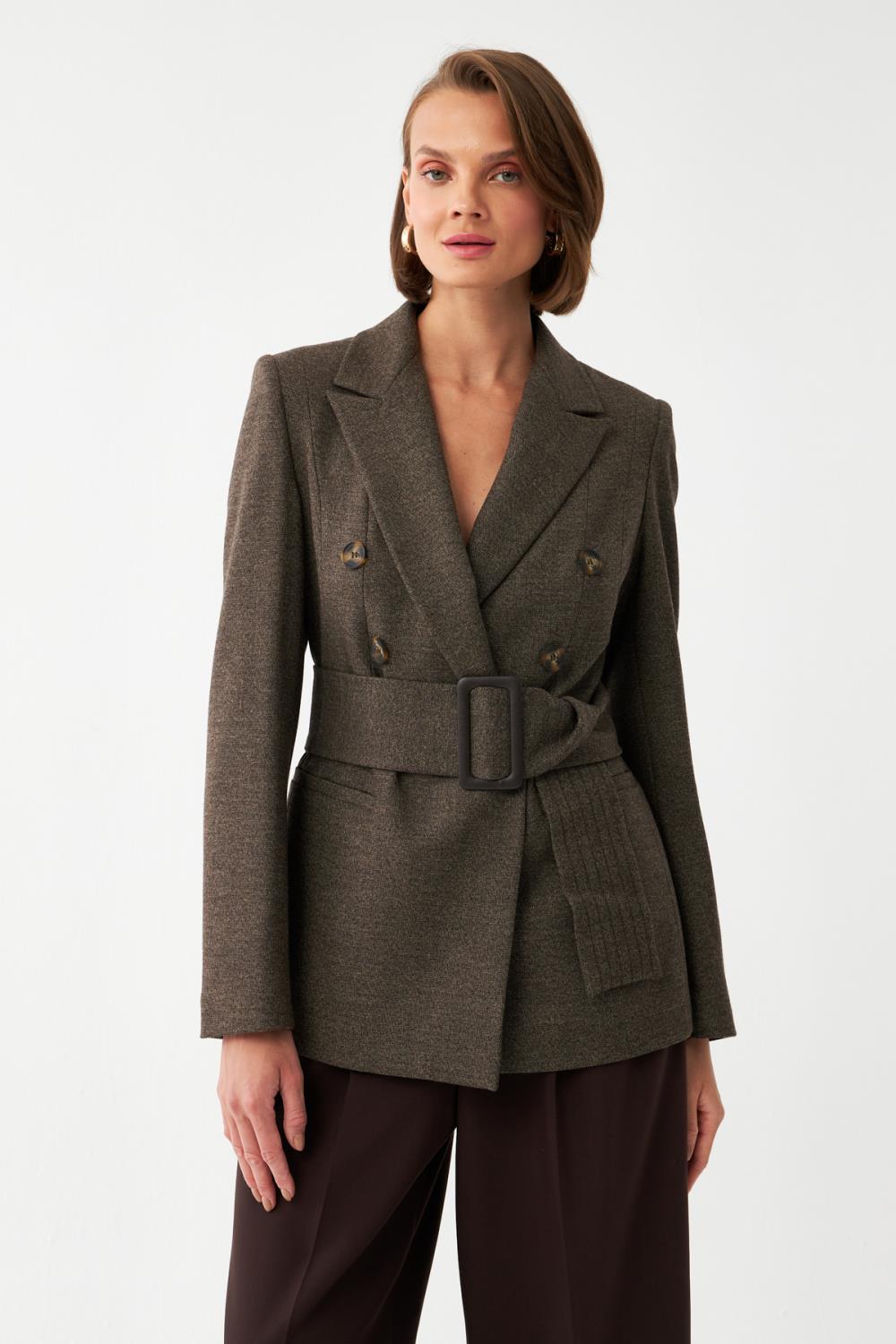 Kemerli Kruvaze Blazer Ceket