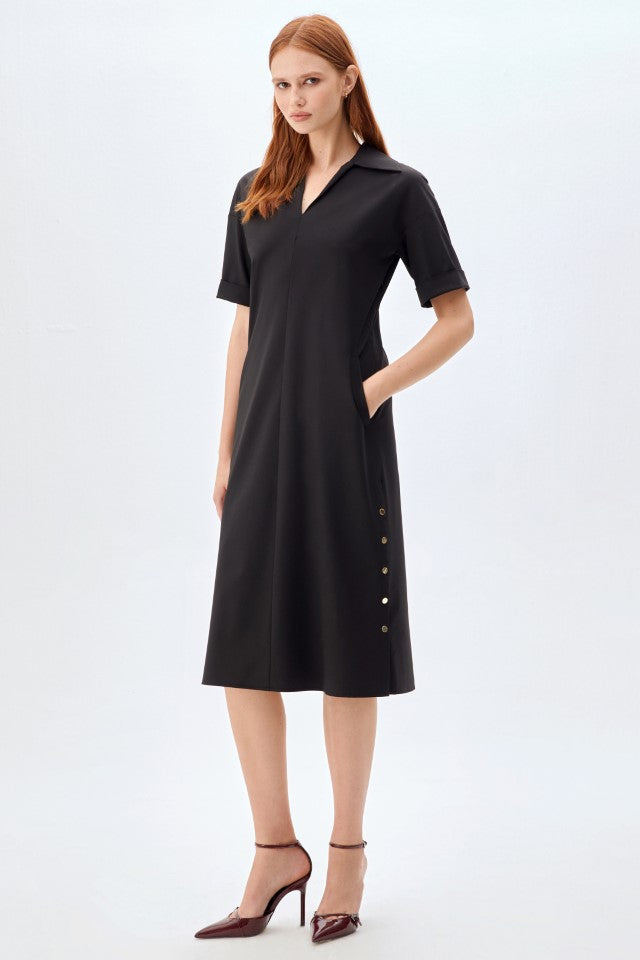 Casual-Fit Midi Elbise