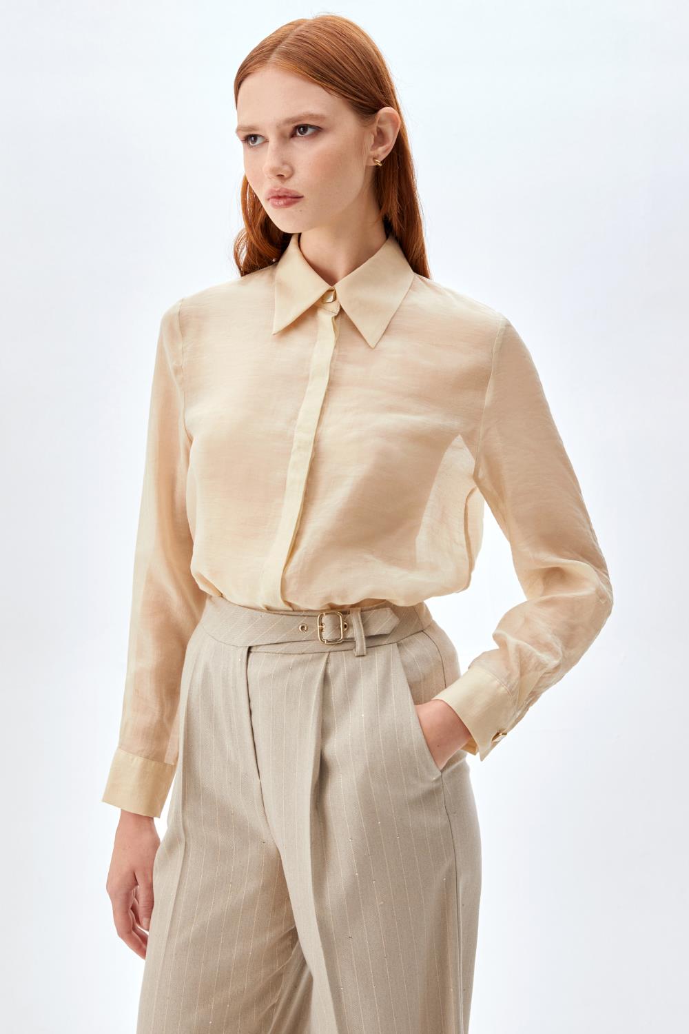 Klasik Gizli Pat Kapama Gömlek