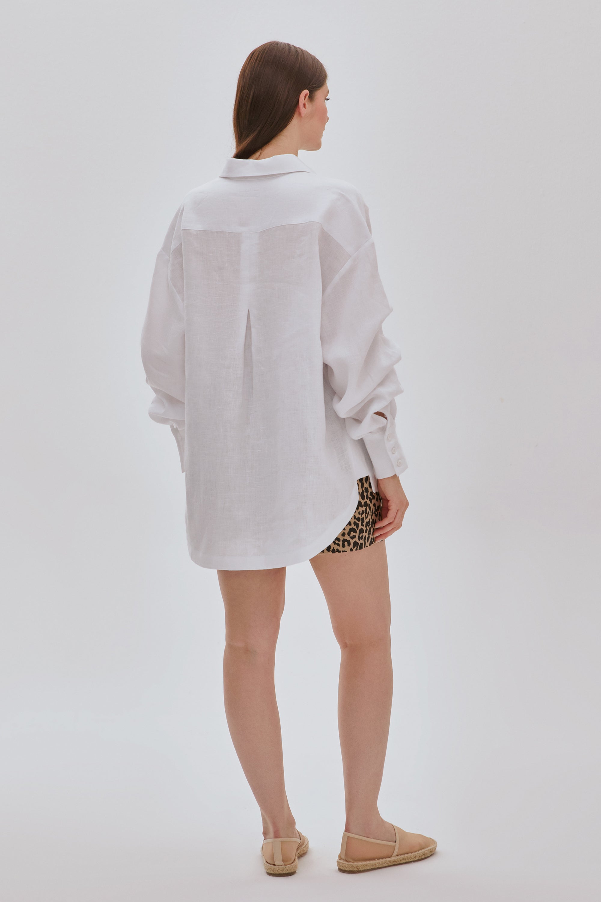 Kol Detaylı Oversize Keten Gömlek