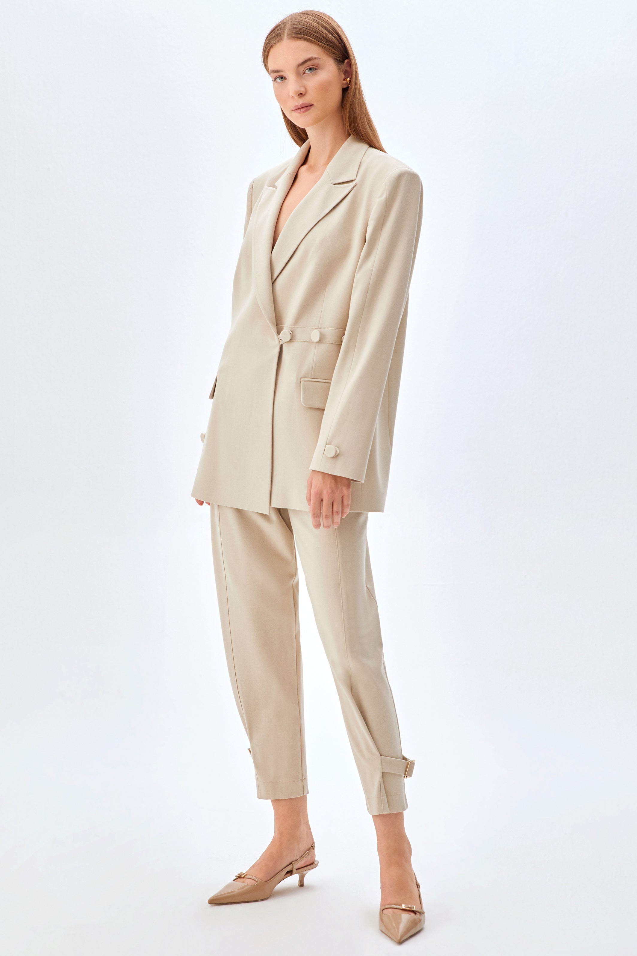 Düğme Mixli Blazer Ceket BEJ