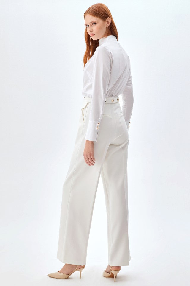 Leg-Fit Bel Detaylı Pantolon