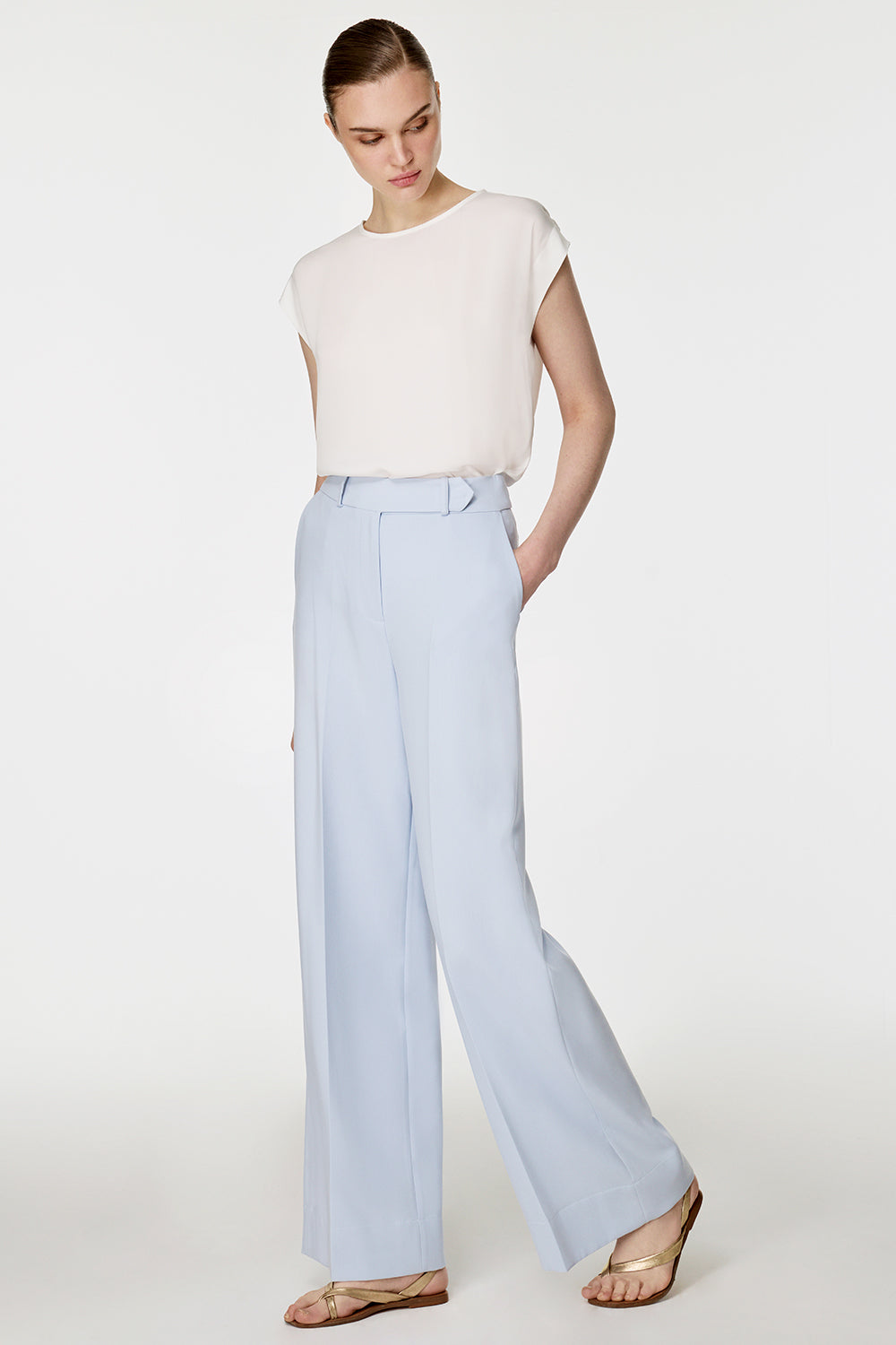 Arkası Lastikli Düz Paça Pantolon MAVİ