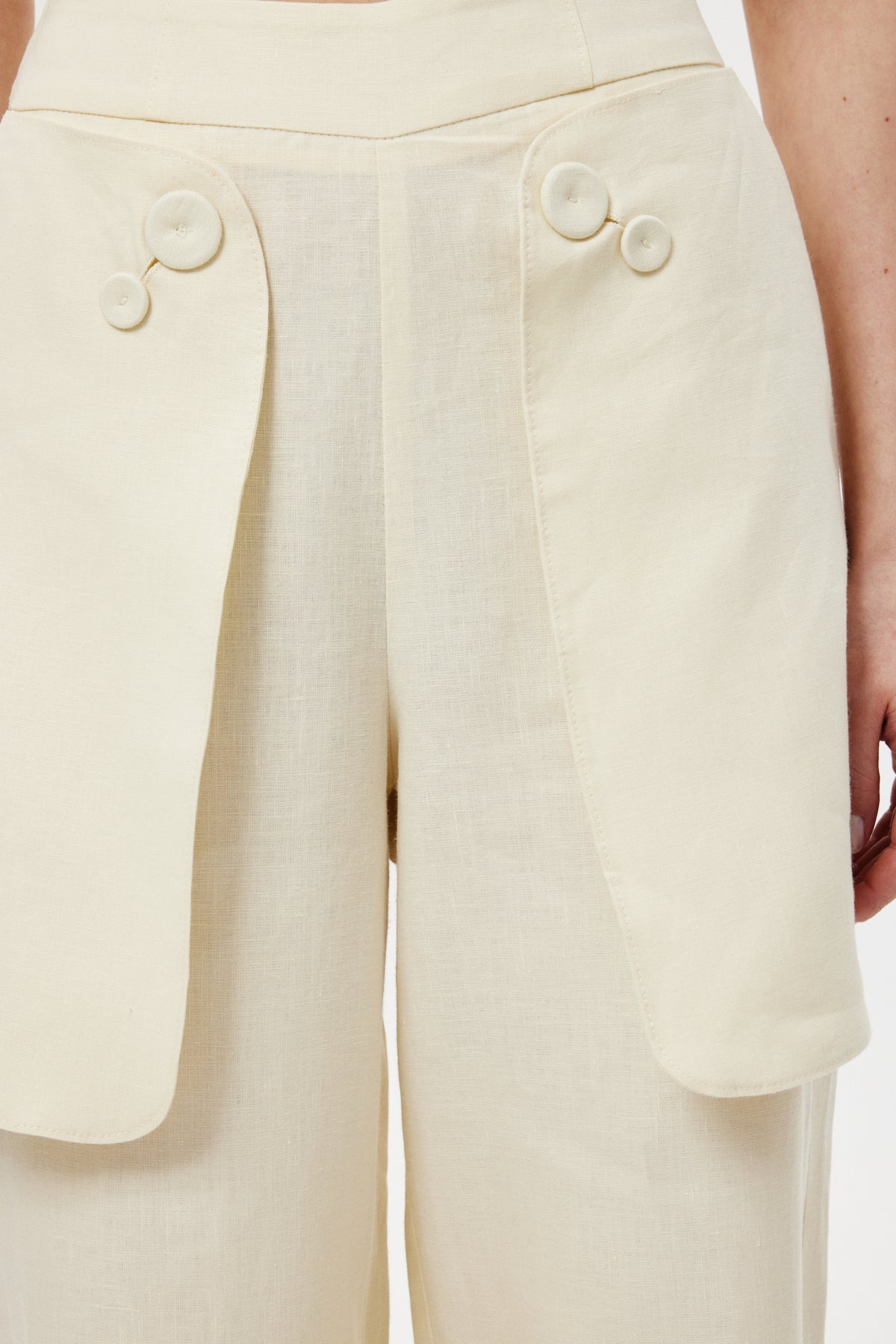 Cep Detaylı Keten Pantolon