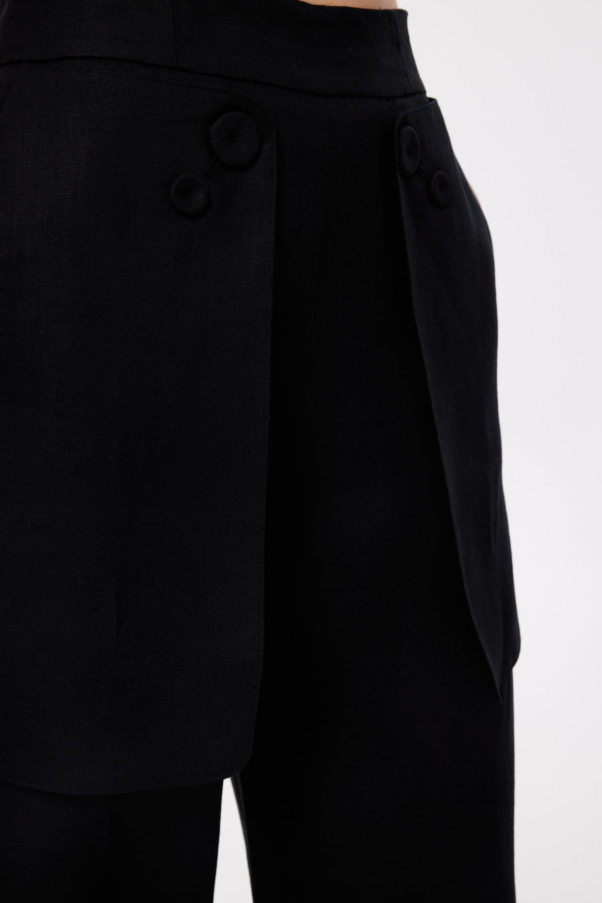 Cep Detaylı Keten Pantolon