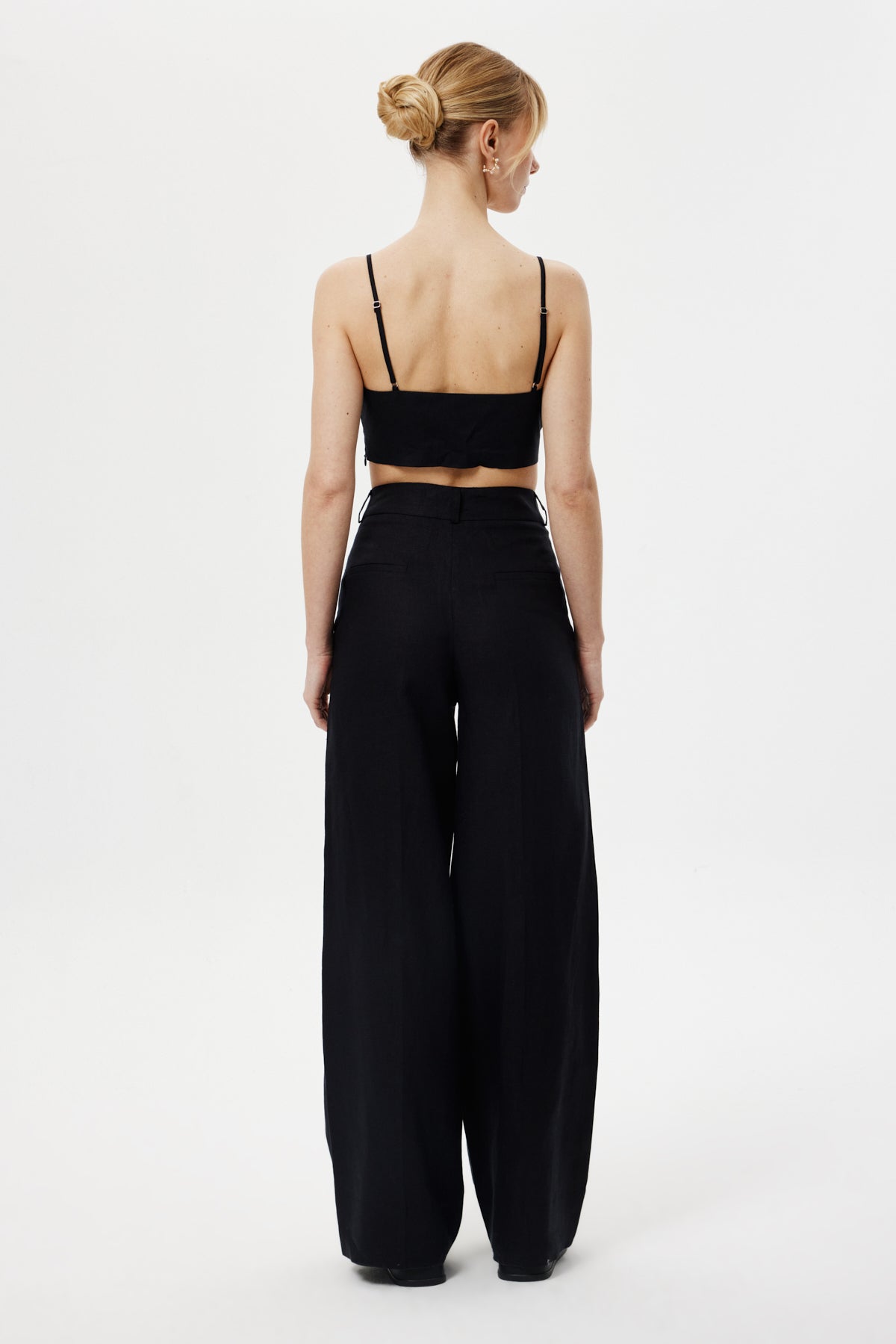 Loose-Fit Keten Pantolon SİYAH