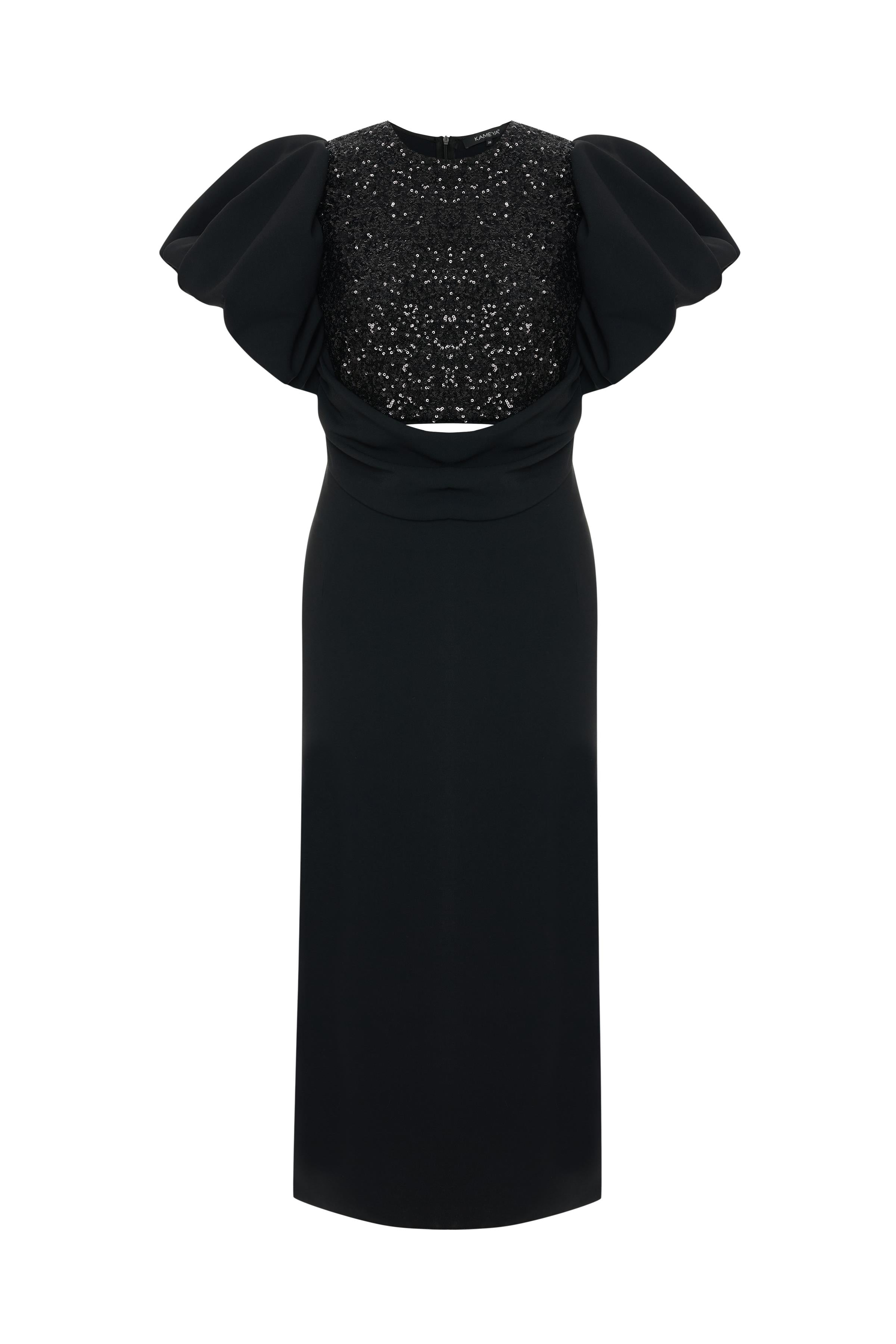 PAYET DETAYLI BALON KOL ELBİSE 26W40871