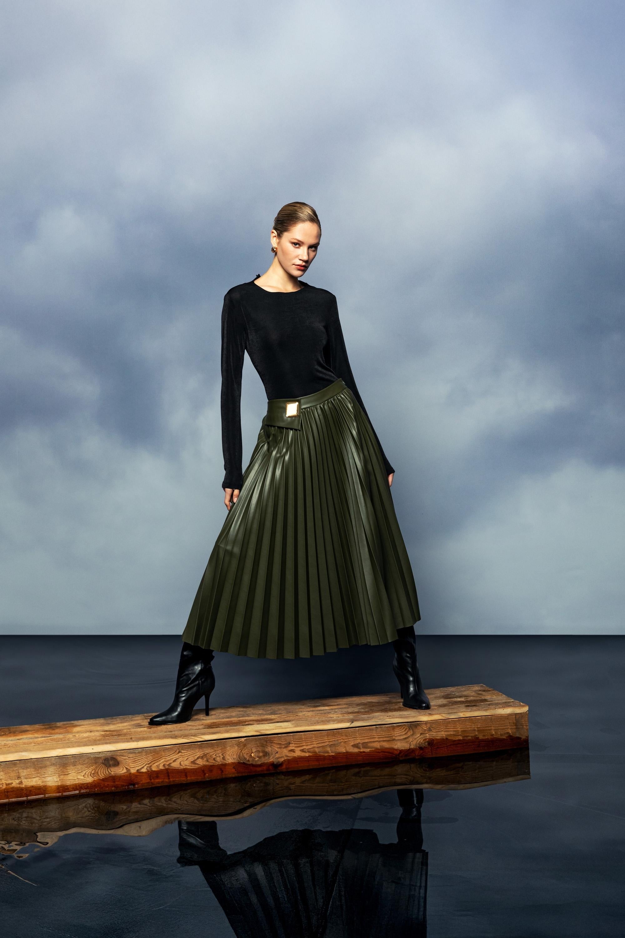 PLİSE UZUN ETEK 26W30818