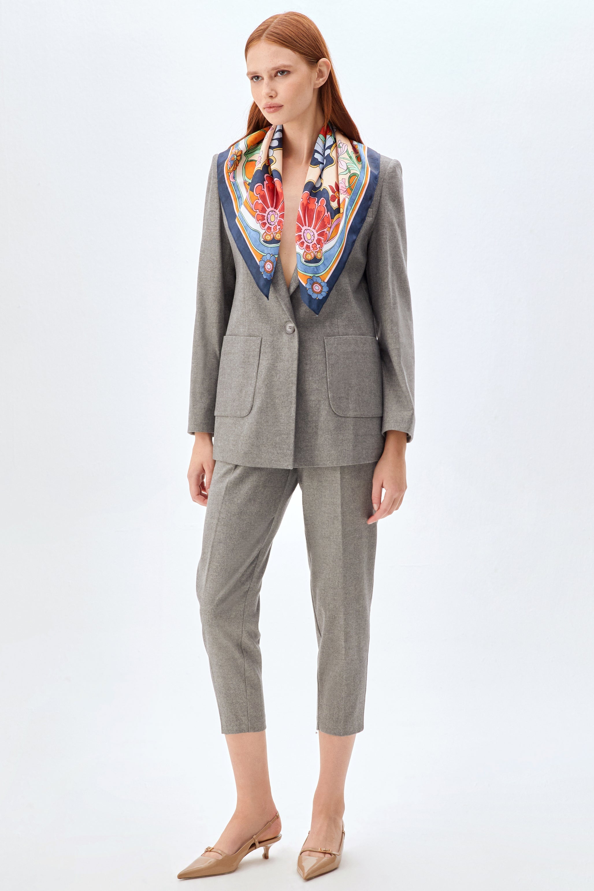 Şal Detaylı Ceket Pantolon