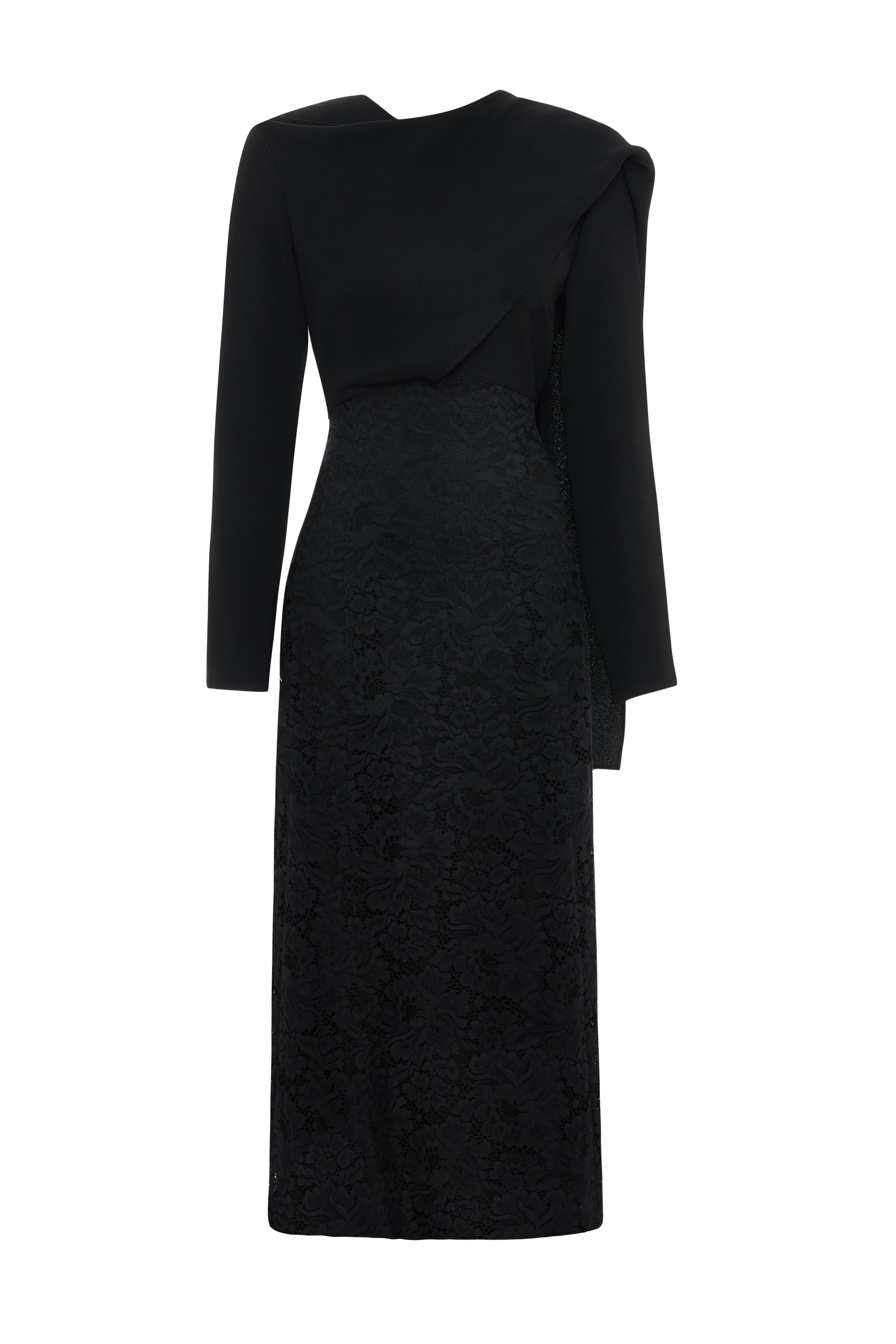 SIRT BAĞLAMA DETAYLI DANTEL ELBİSE 26W40854