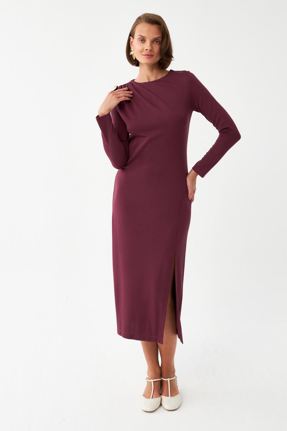 Straight-Fit Elbise BORDO