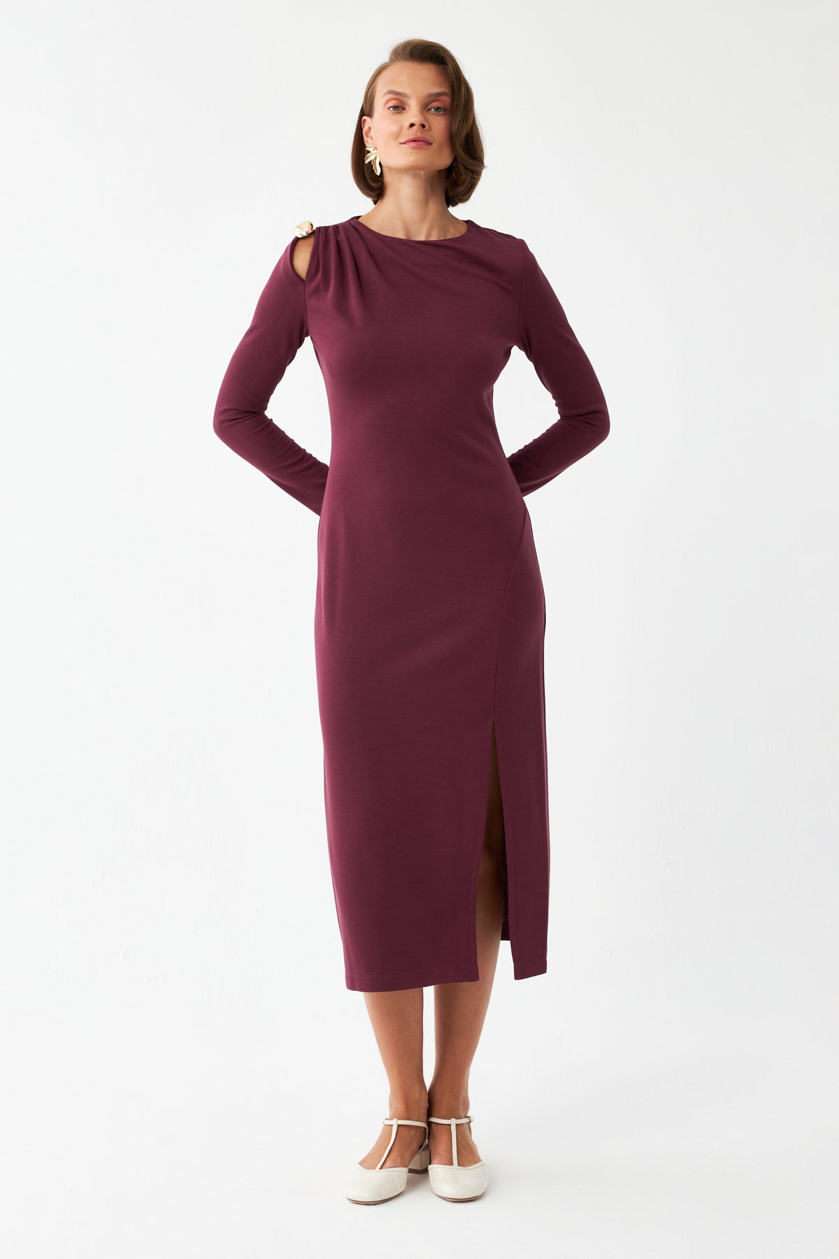 Straight-Fit Elbise BORDO
