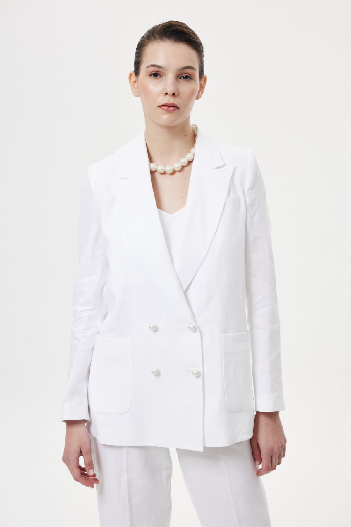 İncili Keten Takım BEYAZ