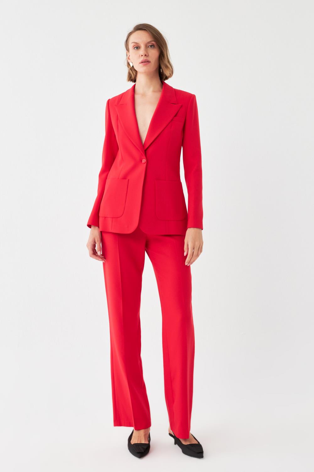 Tek Düğmeli Blazer-Pantolon Takım