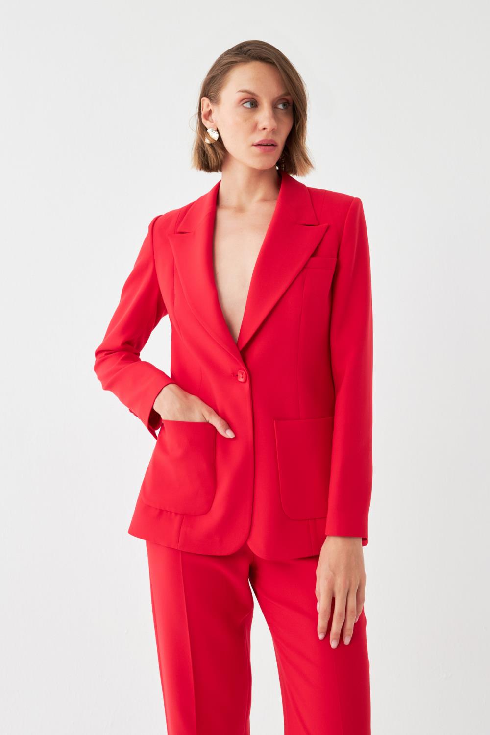 Tek Düğmeli Blazer-Pantolon Takım