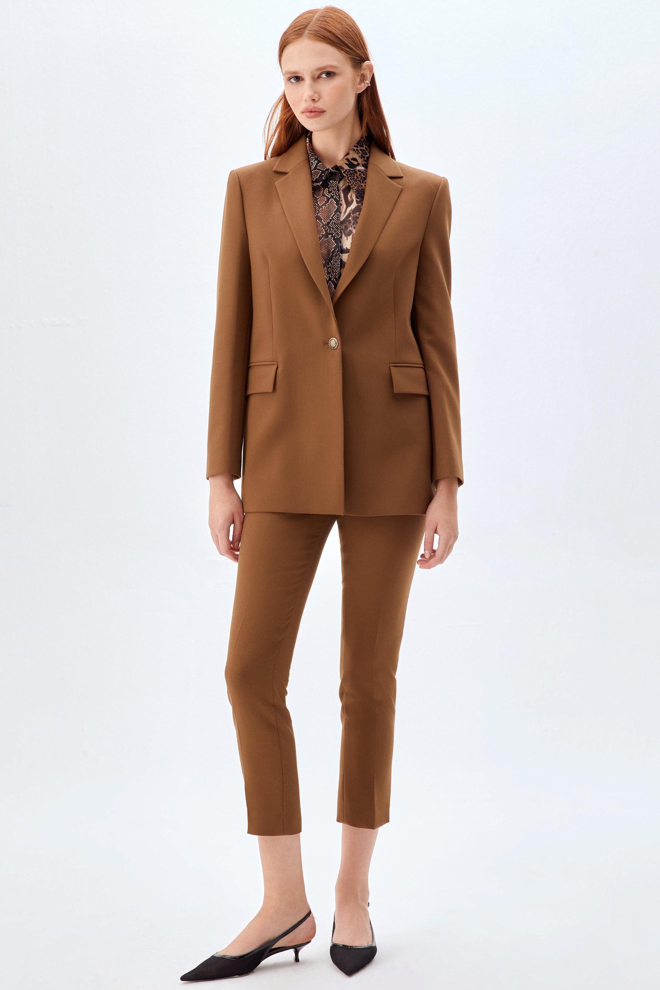 Tek Düğmeli Blazer Ceket Takım OLIVE