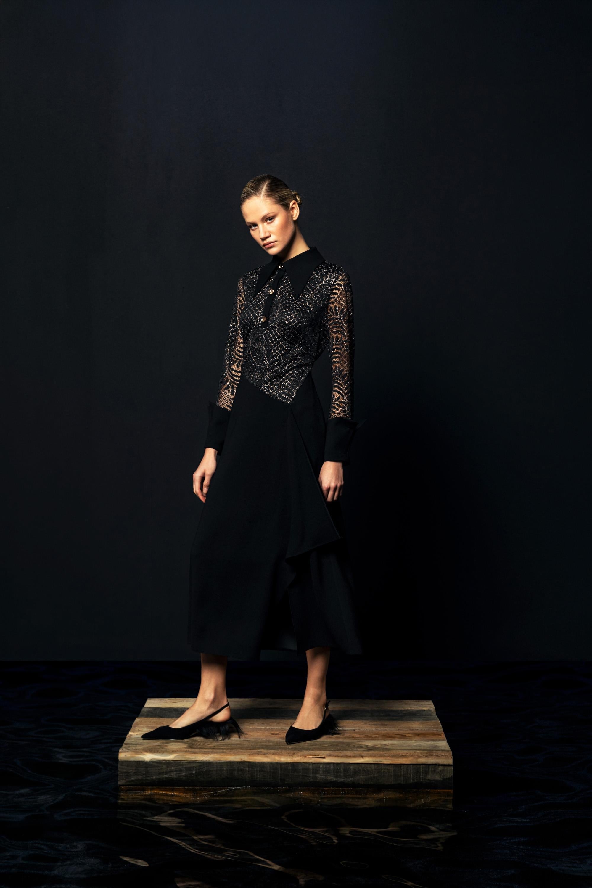 TRANSPARAN DETAYLI ELBİSE 26W40810