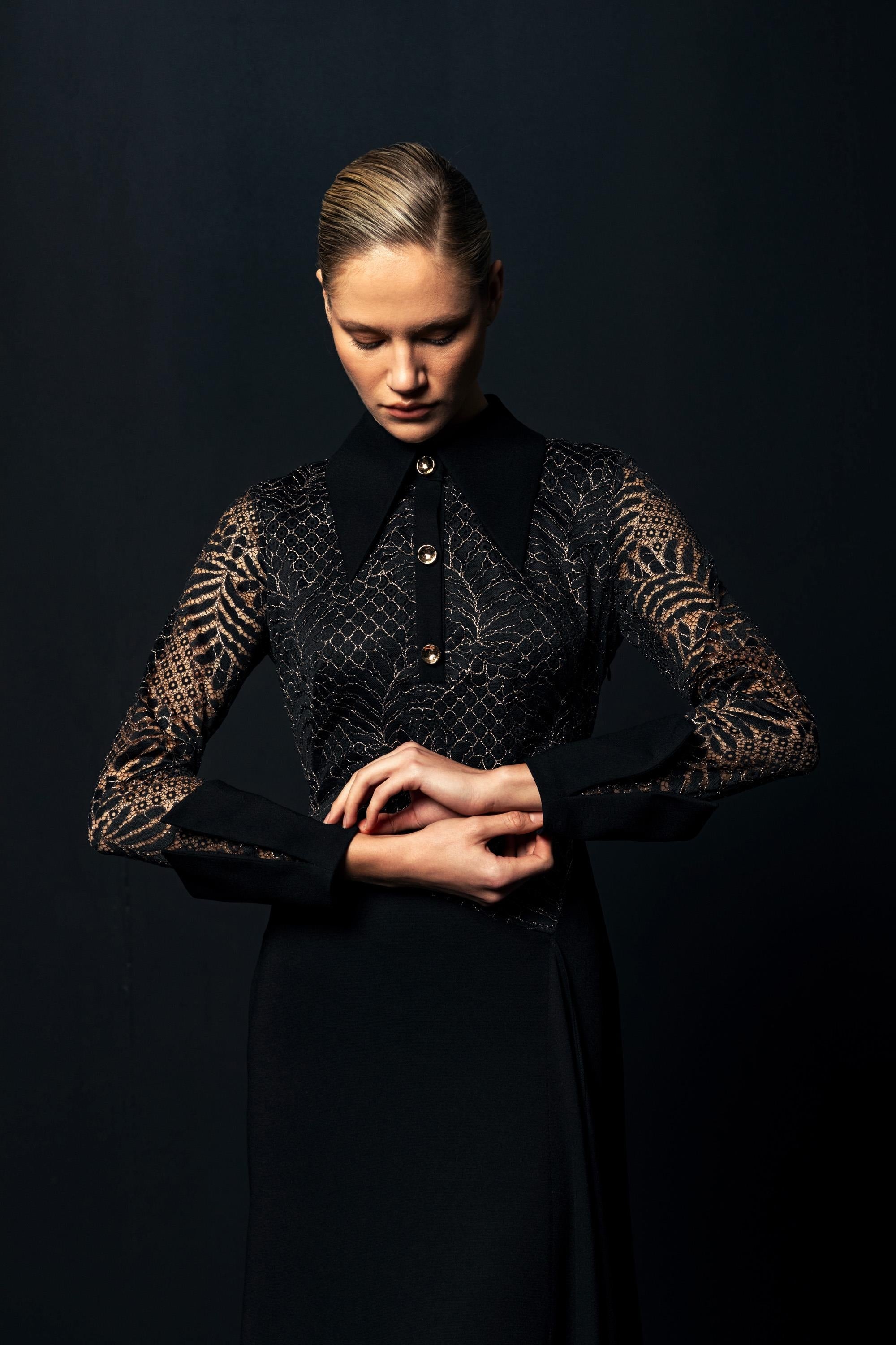 TRANSPARAN DETAYLI ELBİSE 26W40810