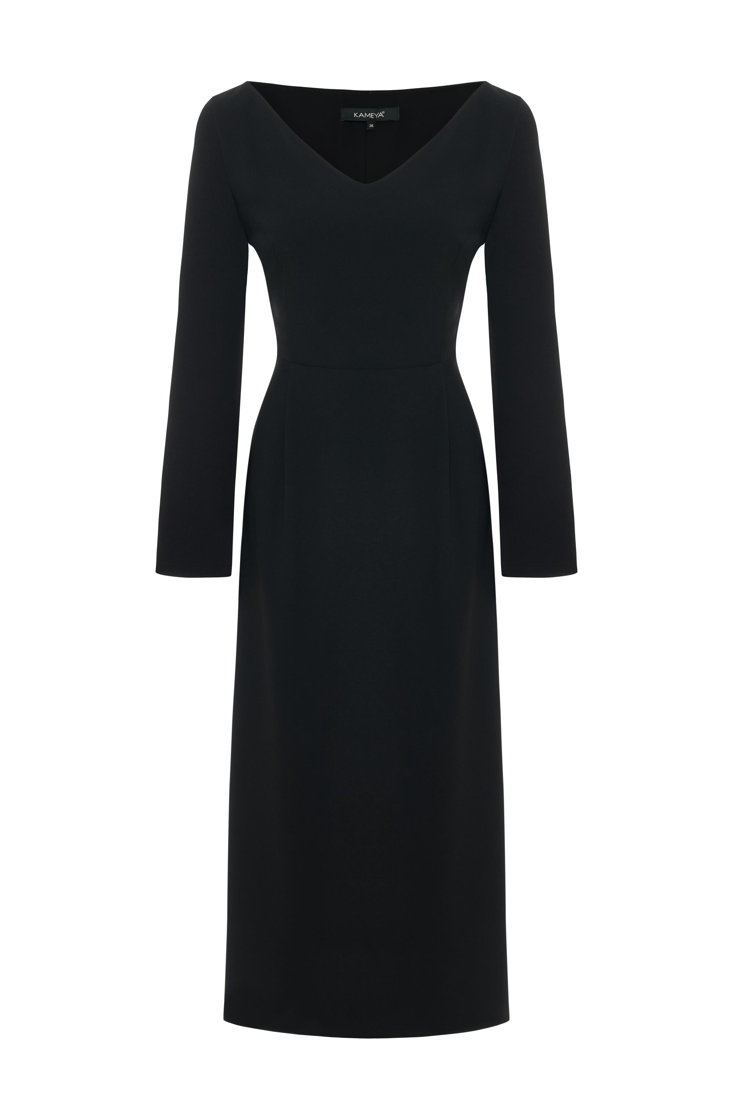 V YAKA UZUN ELBİSE 26W40817