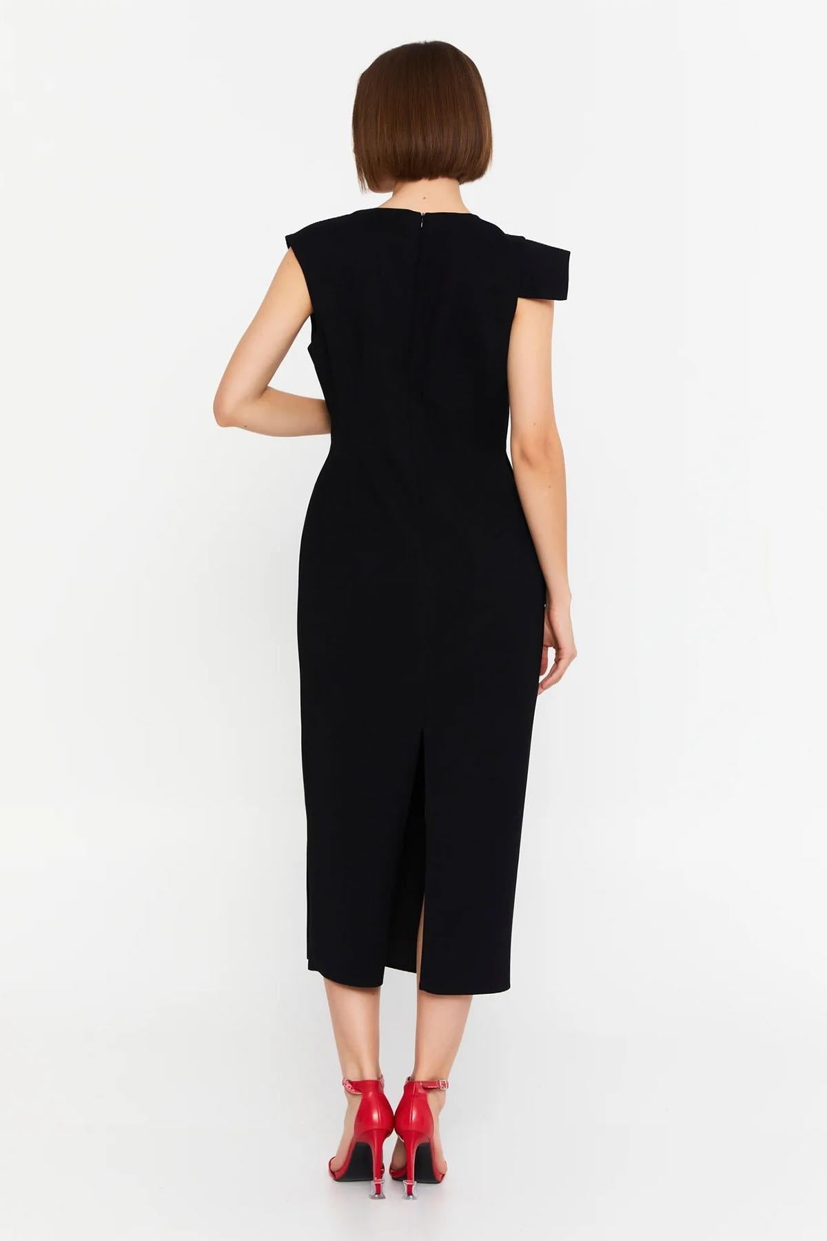 VOLANLI MİDİ ELBİSE 26W40809