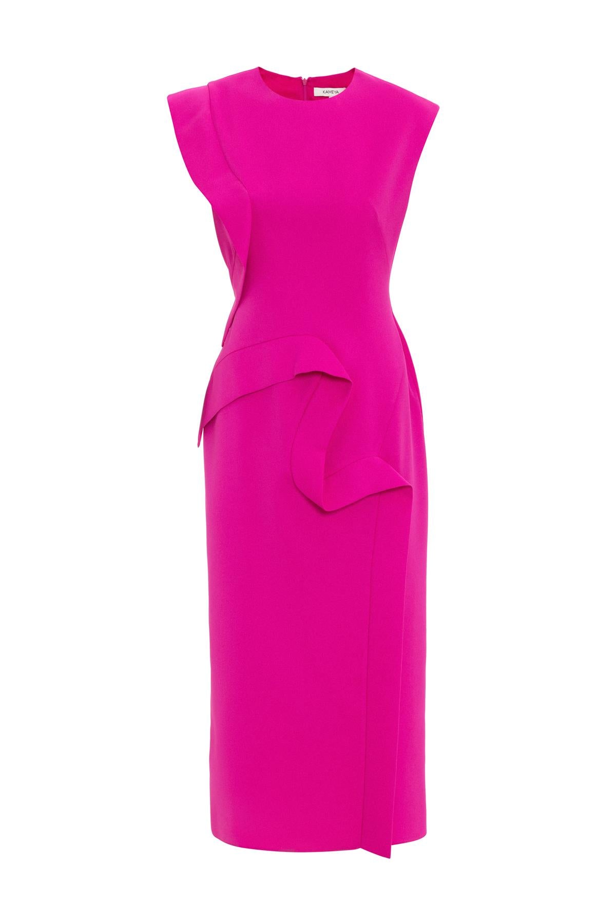 VOLANLI MİDİ ELBİSE 26W40809