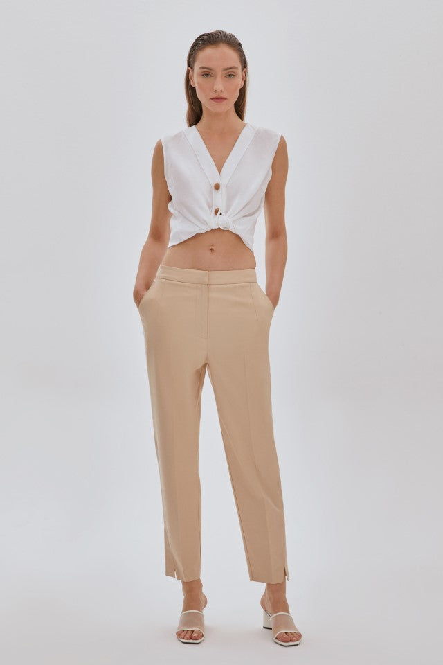Yırtmaç Detaylı Pantolon Bej